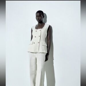 Zara Textured Double Breasted Vest